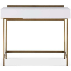 Cassidy White Matt Lacquer and Brass Brushed Dressing Table