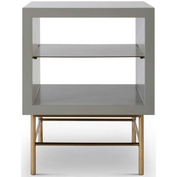 Gillmore Space Alberto Grey Matt Lacquer and Brass Brushed Side Table - image 1
