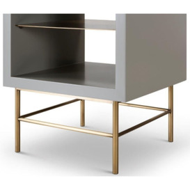 Gillmore Space Alberto Grey Matt Lacquer and Brass Brushed Side Table - thumbnail 3