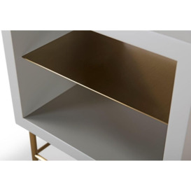 Gillmore Space Alberto Grey Matt Lacquer and Brass Brushed Side Table - thumbnail 2