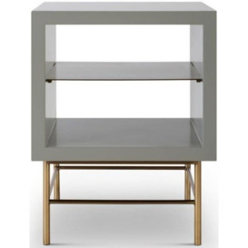 Gillmore Space Alberto Grey Matt Lacquer and Brass Brushed Side Table - thumbnail 1