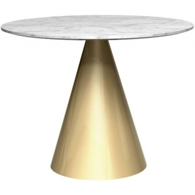 Gillmore Space Oscar 80cm Small Round Dining Table with Brass Brushed Conical Base - image 1