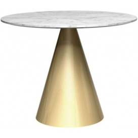 Gillmore Space Oscar 80cm Small Round Dining Table with Brass Brushed Conical Base - thumbnail 1
