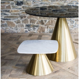 Gillmore Space Oscar 80cm Small Round Dining Table with Brass Brushed Conical Base - thumbnail 2