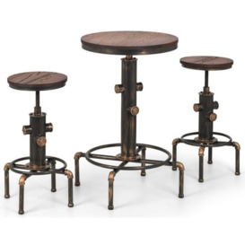 Julian Bowen Rockport Brushed Copper Bar Table and 2 Stool - thumbnail 1