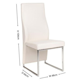 Perth Cream Dining Chair, Leather - Faux PU with High Back and Stainless Steel Chrome Base - thumbnail 3