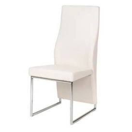 Perth Cream Dining Chair, Leather - Faux PU with High Back and Stainless Steel Chrome Base - thumbnail 2