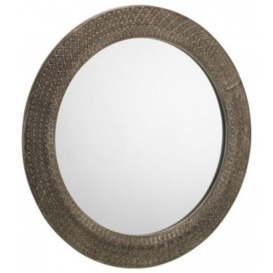 Cadence Ornate Pewter Effect Lacquered Round Wall Mirror - 80cm x 80cm - thumbnail 1