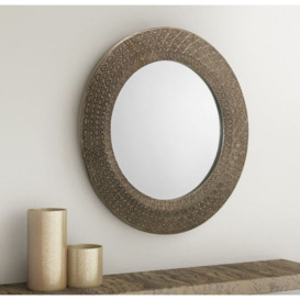 Cadence Ornate Pewter Effect Lacquered Round Wall Mirror - 80cm x 80cm - thumbnail 3