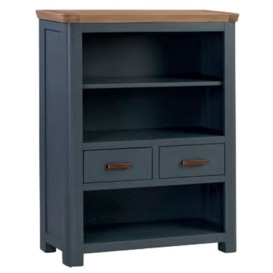 Treviso Midnight Blue and Oak Low Bookcase