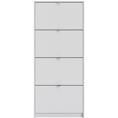 Shoes Shoe Cabinet with 4 Tilting Door and 1 Layer in White