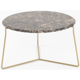 Clearance - Trio Marble Coffee Tables, Brown Emperador Round Top with Gold Metal Base - thumbnail 1