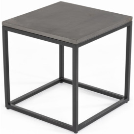 Clearance - Odom Grey Concrete Side Table with Black Metal Base