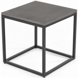 Clearance - Odom Grey Concrete Side Table with Black Metal Base - thumbnail 1