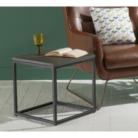 Clearance - Odom Grey Concrete Side Table with Black Metal Base - thumbnail 2