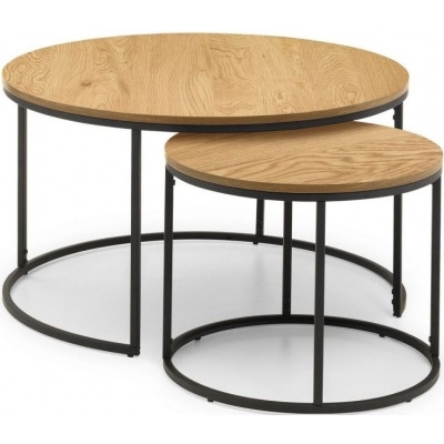 Bellini Nest of 2 Round Coffee Tables - Comes in Marble Effect and Wooden Finish Options - image 1