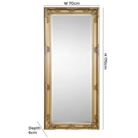 Palais Rectangular Leaner Mirror - 70cm x 170cm, Comes in Gold, White and Pewter Options - thumbnail 3