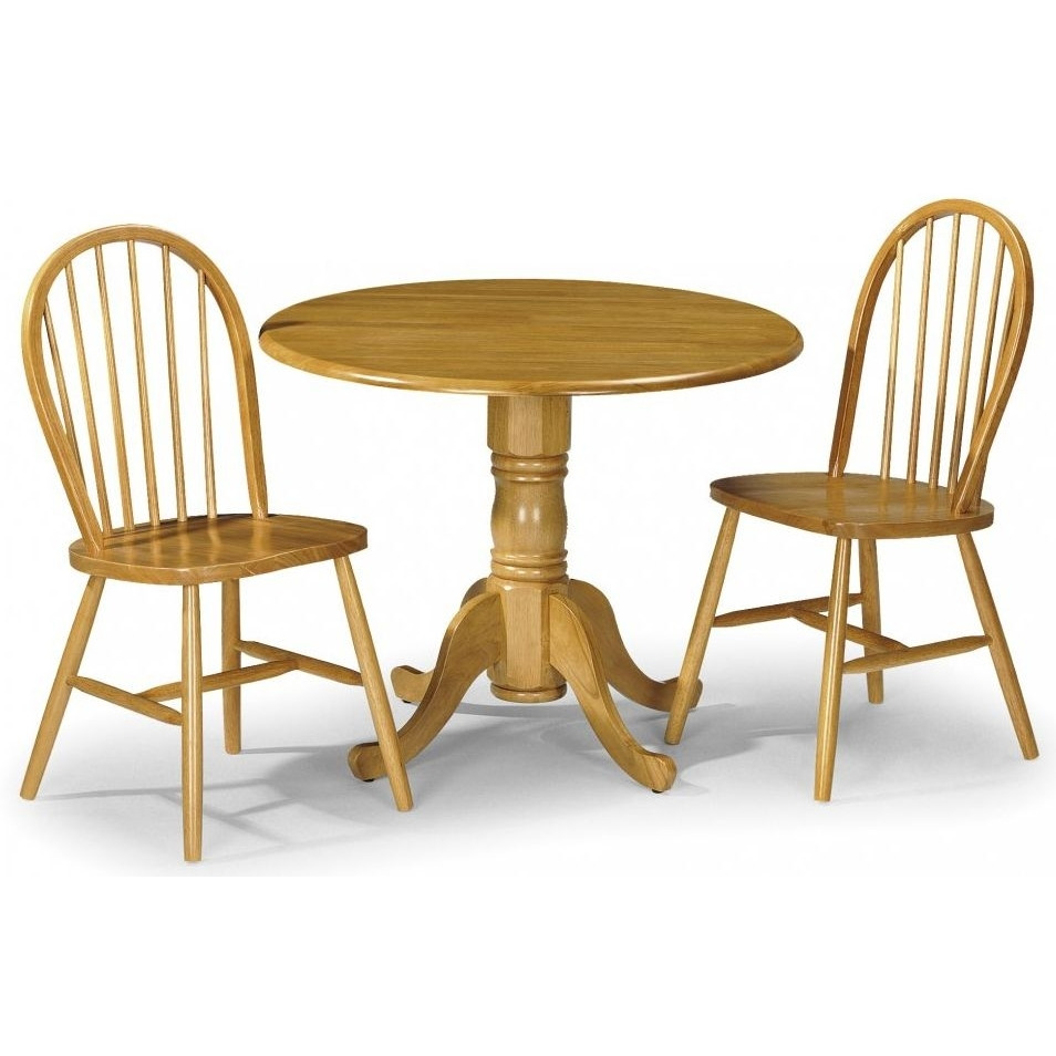Julian Bowen Dundee Round Drop Leaf Dining Table and 2 Windsor Chairs - image 1