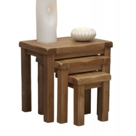 Homestyle GB Rustic Oak Nest of Tables - thumbnail 1