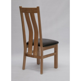 Homestyle GB Maria Oak and Dark Brown Leather Dining Chair (Sold in Pairs) - thumbnail 2