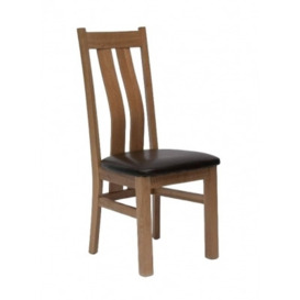 Homestyle GB Maria Oak and Dark Brown Leather Dining Chair (Sold in Pairs) - thumbnail 1