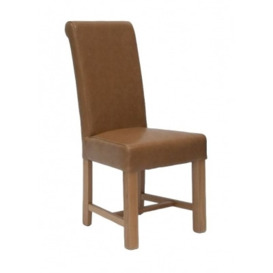 Homestyle GB Louisa Tan Bycast Leather Dining Chair (Sold in Pairs) - thumbnail 1