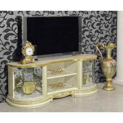 Camel Leonardo Day Ivory High Gloss and Gold Italian TV Cabinet - image 1