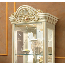 Camel Leonardo Day Ivory High Gloss and Gold Italian 1 Glass Door China Cabinet with LED - thumbnail 3