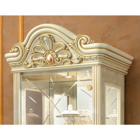 Camel Leonardo Day Ivory High Gloss and Gold Italian 1 Glass Door China Cabinet with LED - thumbnail 2