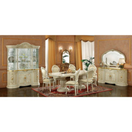 Camel Leonardo Day Ivory High Gloss and Gold Italian 4 Glass Door China Cabinet with LED - thumbnail 2