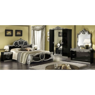 Camel Barocco Black and Silver Italian Bedroom Set with Queen Size Bed - image 1