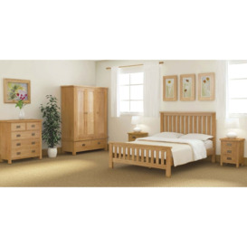 Addison Natural Oak Triple Wardrobe with 3 Doors and 2 Bottom Storage Drawers - thumbnail 2