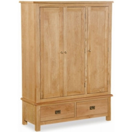 Salisbury Lite Natural Oak Triple Wardrobe with 3 Doors and 2 Bottom Drawers