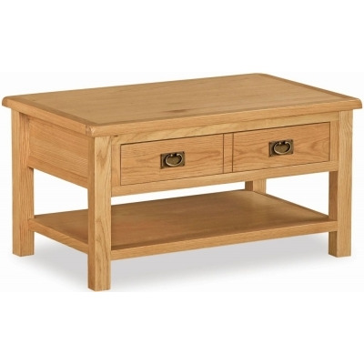 Addison Lite Natural Oak Coffee Table, Storage with 2 Drawer