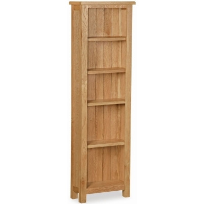 Addison Lite Natural Oak Bookcase, Tall Narrow with 4 Shelves