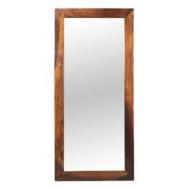 Cube Honey Lacquered Sheesham Rectangular Tall Mirror - 60cm x 130cm - thumbnail 1