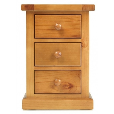 Churchill Waxed Pine Bedside Cabinet, 3 Drawers - image 1