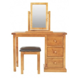 Churchill Waxed Pine Dressing Table Set with Stool and Mirror - thumbnail 1
