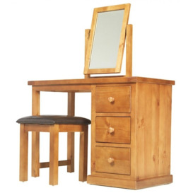 Churchill Waxed Pine Dressing Table Set with Stool and Mirror - thumbnail 2