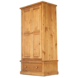 Churchill Waxed Pine Double Wardrobe, 2 Doors with 1 Bottom Storage Drawer - thumbnail 2