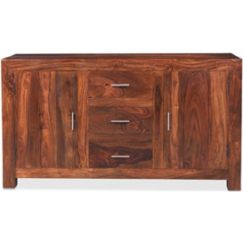Cube Honey Lacquered Sheesham Medium Sideboard, 133cm W with 2 Doors and 3 Drawers - thumbnail 2