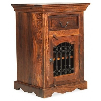 Indian Sheesham Solid Wood Right Hand Facing Bedside Cabinet, 1 Drawer - image 1