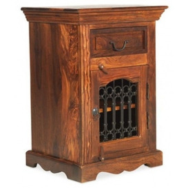 Indian Sheesham Solid Wood Right Hand Facing Bedside Cabinet, 1 Drawer - thumbnail 1