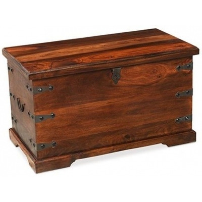 Indian Sheesham Solid Wood Storage Trunk Ottoman Box - image 1