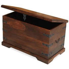 Indian Sheesham Solid Wood Storage Trunk Ottoman Box - thumbnail 2