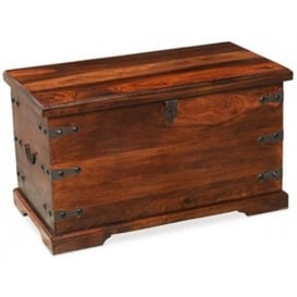 Indian Sheesham Solid Wood Storage Trunk Ottoman Box - thumbnail 1