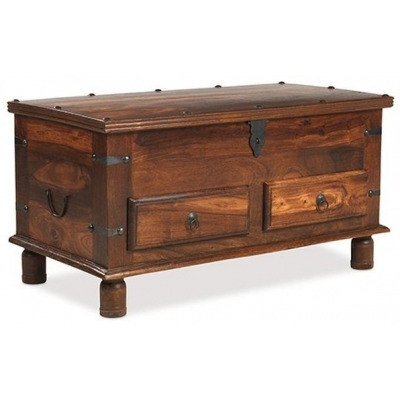 Indian Sheesham Solid Wood Top Opening Storage Trunk Coffee Table with 2 Drawers Storage - image 1