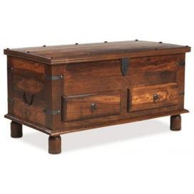 Indian Sheesham Solid Wood Top Opening Storage Trunk Coffee Table with 2 Drawers Storage - thumbnail 1