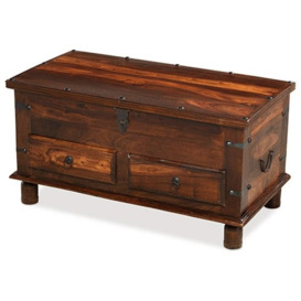 Indian Sheesham Solid Wood Top Opening Storage Trunk Coffee Table with 2 Drawers Storage - thumbnail 3