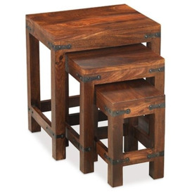 Indian Sheesham Solid Wood Nest of Tables, Set of 3